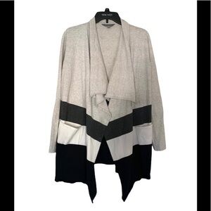 Skechers Waterfall Cardigan Open Front Colorblock Grey Black White Size S